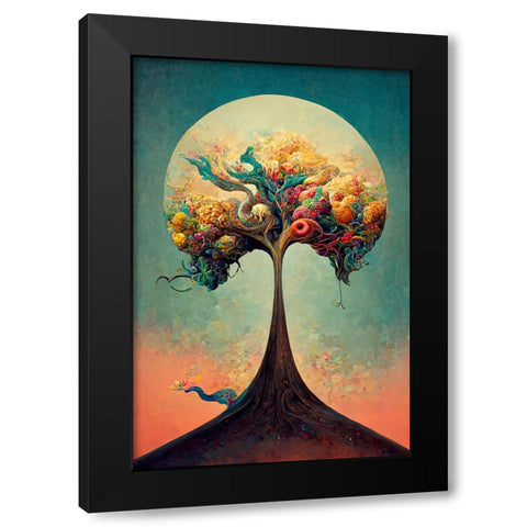 A074 Tree Of Life Black Modern Wood Framed Art Print with Double Matting by Heere, Ray
