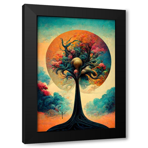 A075 Tree Of Life Black Modern Wood Framed Art Print by Heere, Ray