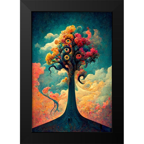 A076 Tree Of Life Black Modern Wood Framed Art Print by Heere, Ray