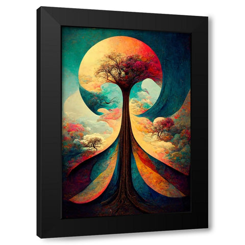A077 Tree Of Life Black Modern Wood Framed Art Print with Double Matting by Heere, Ray