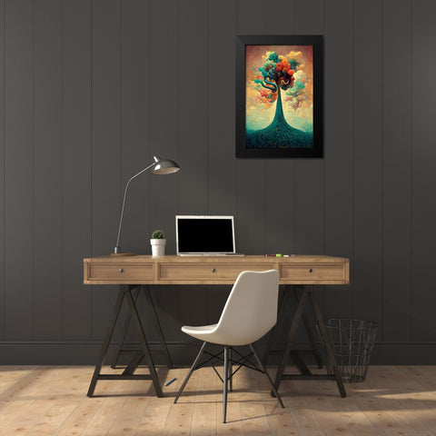 A079 Tree Of Life Black Modern Wood Framed Art Print by Heere, Ray