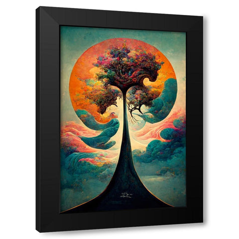 A081 Tree Of Life Black Modern Wood Framed Art Print by Heere, Ray