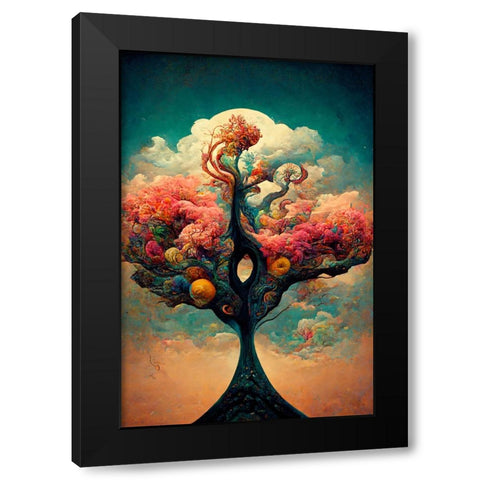 A083 Tree Of Life Black Modern Wood Framed Art Print by Heere, Ray