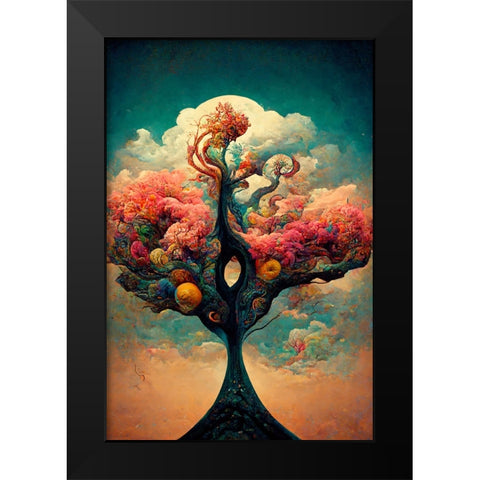 A083 Tree Of Life Black Modern Wood Framed Art Print by Heere, Ray