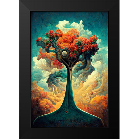 A084 Tree Of Life Black Modern Wood Framed Art Print by Heere, Ray
