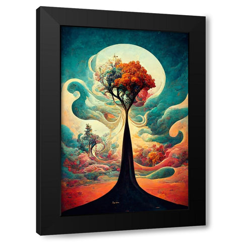 A085 Tree Of Life Black Modern Wood Framed Art Print by Heere, Ray