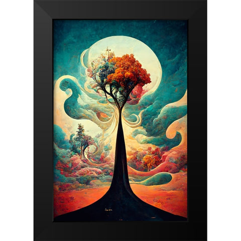 A085 Tree Of Life Black Modern Wood Framed Art Print by Heere, Ray