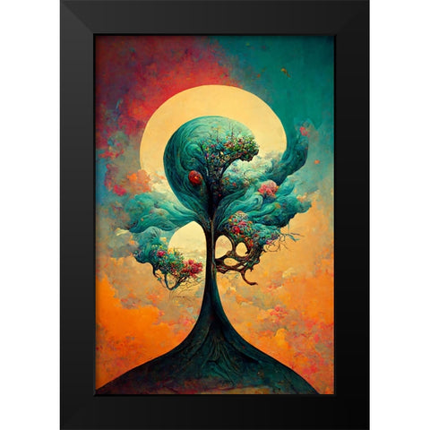 A086 Tree Of Life Black Modern Wood Framed Art Print by Heere, Ray