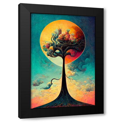 A087 Tree Of Life Black Modern Wood Framed Art Print by Heere, Ray