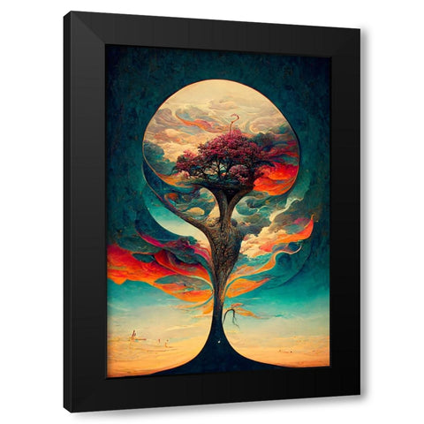 A088 Tree Of Life Black Modern Wood Framed Art Print by Heere, Ray