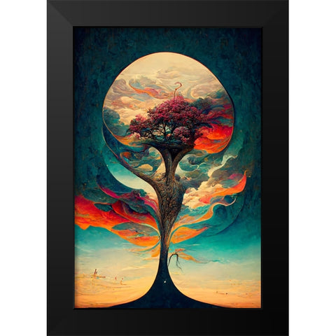 A088 Tree Of Life Black Modern Wood Framed Art Print by Heere, Ray