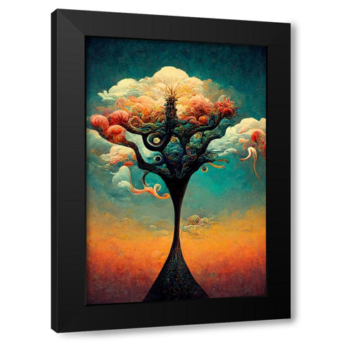 A089 Tree Of Life Black Modern Wood Framed Art Print by Heere, Ray
