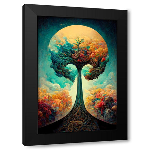 A090 Tree Of Life Black Modern Wood Framed Art Print by Heere, Ray
