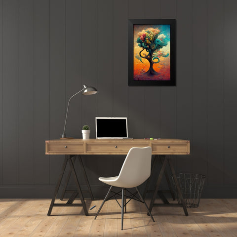 A091 Tree Of Life Black Modern Wood Framed Art Print by Heere, Ray