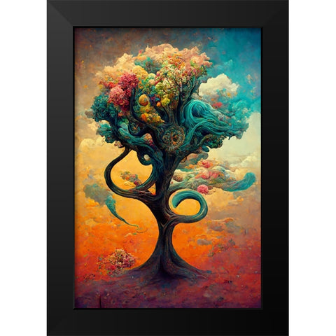 A091 Tree Of Life Black Modern Wood Framed Art Print by Heere, Ray
