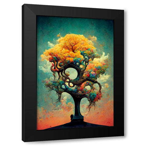 A093 Tree Of Life Black Modern Wood Framed Art Print by Heere, Ray