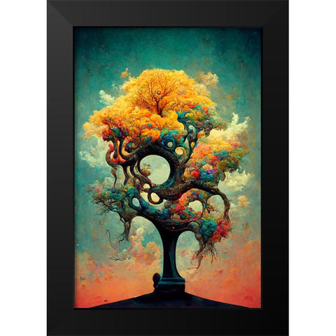 A093 Tree Of Life Black Modern Wood Framed Art Print by Heere, Ray