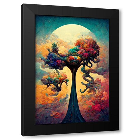 A094 Tree Of Life Black Modern Wood Framed Art Print by Heere, Ray