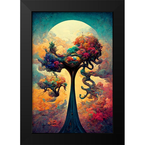 A094 Tree Of Life Black Modern Wood Framed Art Print by Heere, Ray