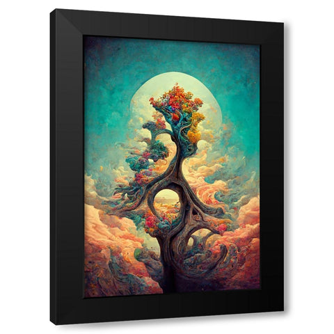 A096 Tree Of Life Black Modern Wood Framed Art Print by Heere, Ray