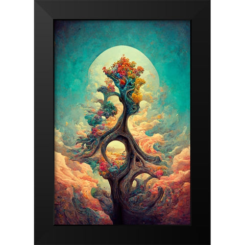 A096 Tree Of Life Black Modern Wood Framed Art Print by Heere, Ray