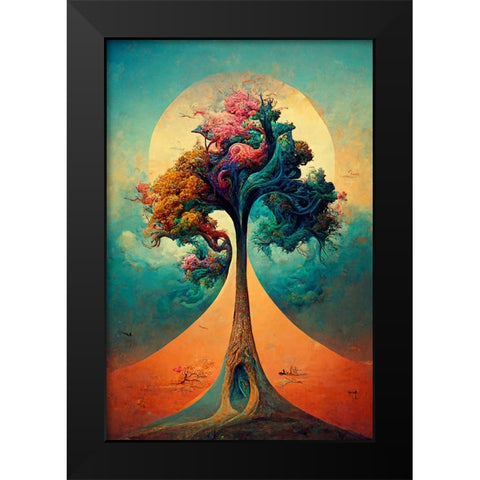 A097 Tree Of Life Black Modern Wood Framed Art Print by Heere, Ray