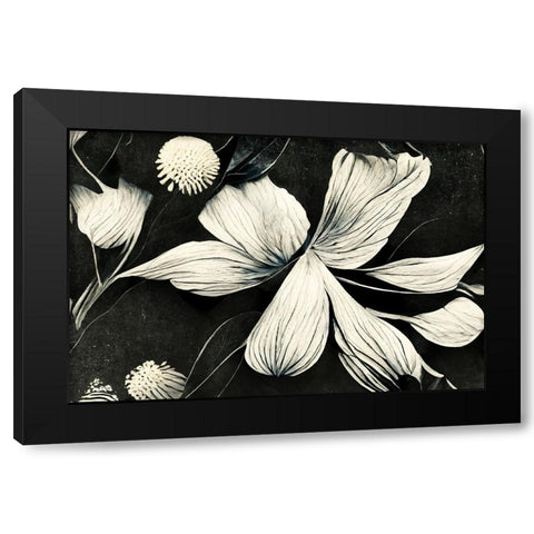 B061 Flowers Black White Black Modern Wood Framed Art Print by Heere, Ray