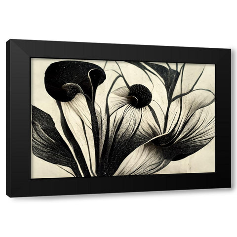 B062 Flowers Black White Black Modern Wood Framed Art Print with Double Matting by Heere, Ray
