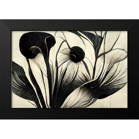 B062 Flowers Black White Black Modern Wood Framed Art Print by Heere, Ray