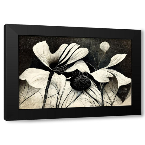 B063 Flowers Black White Black Modern Wood Framed Art Print with Double Matting by Heere, Ray