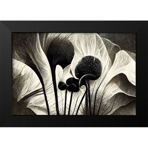 B064 Flowers Black White Black Modern Wood Framed Art Print by Heere, Ray