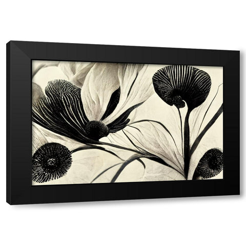 B065 Flowers Black White Black Modern Wood Framed Art Print by Heere, Ray