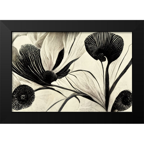 B065 Flowers Black White Black Modern Wood Framed Art Print by Heere, Ray