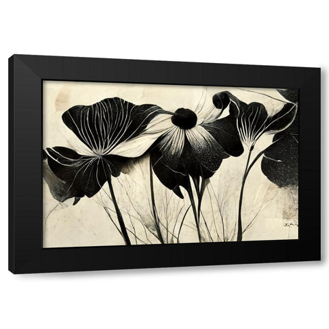 B066 Flowers Black White Black Modern Wood Framed Art Print by Heere, Ray