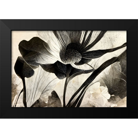B067 Flowers Black White Black Modern Wood Framed Art Print by Heere, Ray