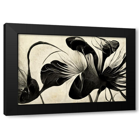 B068 Flowers Black White Black Modern Wood Framed Art Print with Double Matting by Heere, Ray