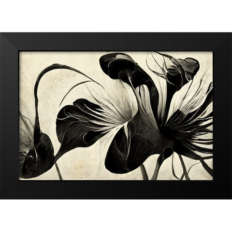B068 Flowers Black White Black Modern Wood Framed Art Print by Heere, Ray