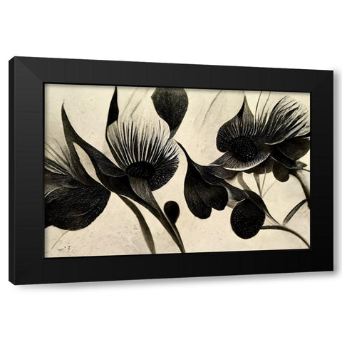 B069 Flowers Black White Black Modern Wood Framed Art Print with Double Matting by Heere, Ray