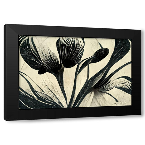 B072 Flowers Black White Black Modern Wood Framed Art Print with Double Matting by Heere, Ray