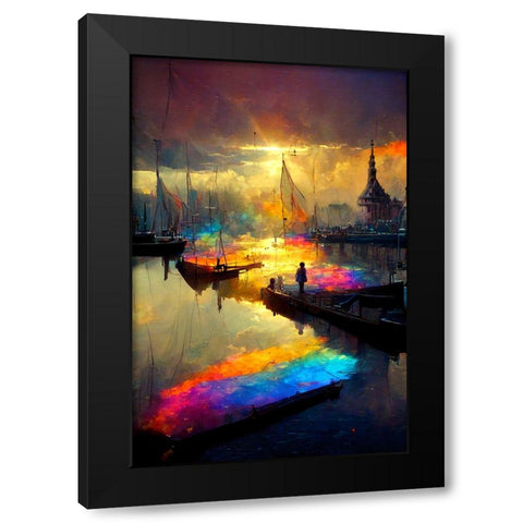 Dutch Cityview Harbour Of Hoorn 1 Black Modern Wood Framed Art Print with Double Matting by Heere, Ray