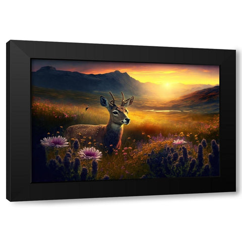 Woodland Animals 3 Black Modern Wood Framed Art Print by Heere, Ray