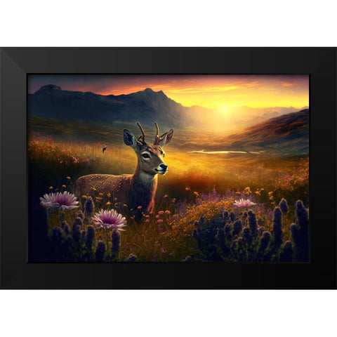 Woodland Animals 3 Black Modern Wood Framed Art Print by Heere, Ray