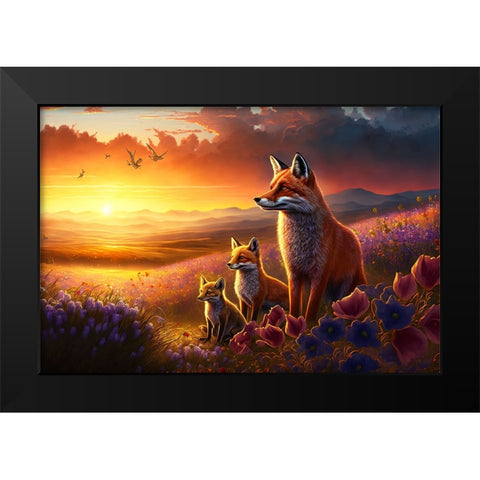 Woodland Animals 5 Black Modern Wood Framed Art Print by Heere, Ray