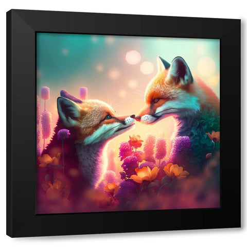 Woodland Animals 6 Black Modern Wood Framed Art Print with Double Matting by Heere, Ray