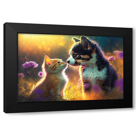 Cats And Dogs 8 Black Modern Wood Framed Art Print by Heere, Ray