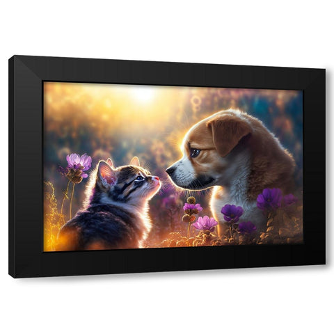 Cats And Dogs 12 Black Modern Wood Framed Art Print with Double Matting by Heere, Ray