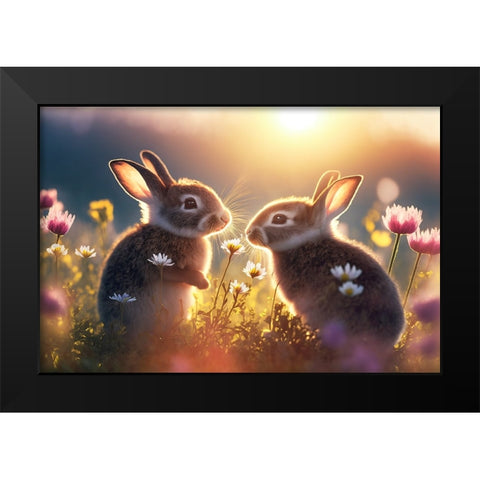Woodland Animals 17 Black Modern Wood Framed Art Print by Heere, Ray