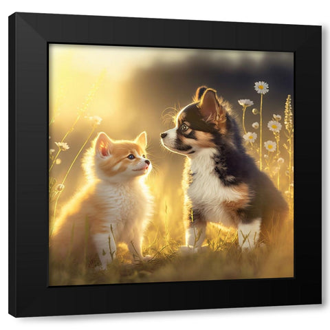 Cats And Dogs 20 Black Modern Wood Framed Art Print with Double Matting by Heere, Ray