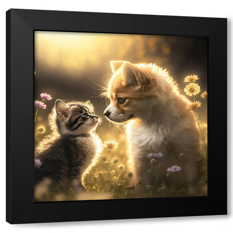 Cats And Dogs 21 Black Modern Wood Framed Art Print with Double Matting by Heere, Ray