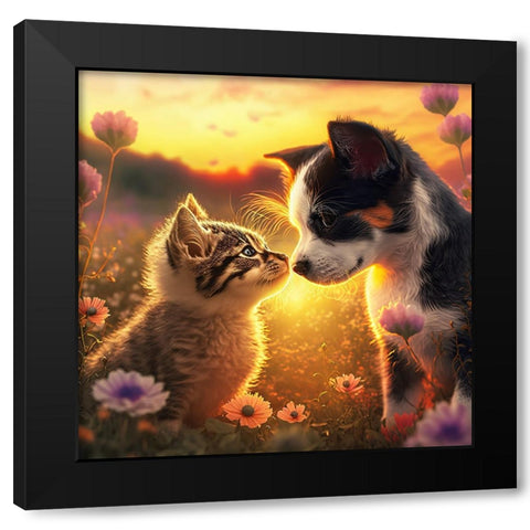 Cats And Dogs 27 Black Modern Wood Framed Art Print with Double Matting by Heere, Ray